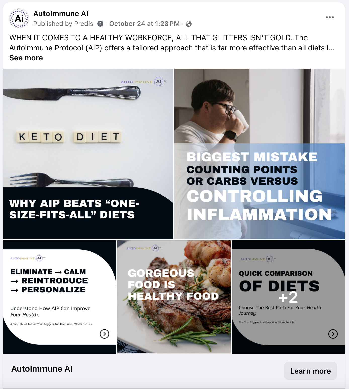 AutoimmuneAI Facebook Educational Carousel - Why AIP beats one-size-fits-all diets