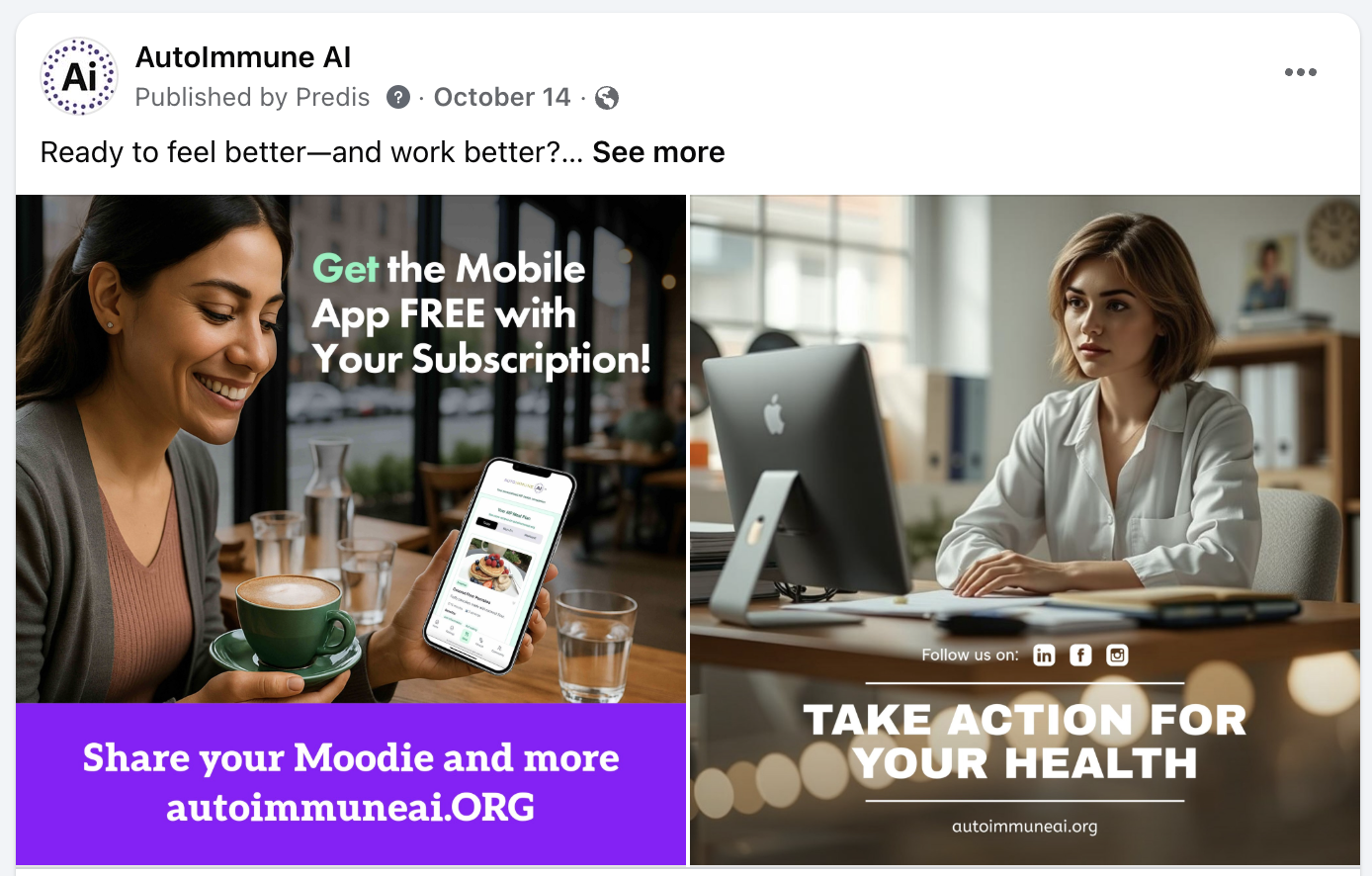 AutoimmuneAI Multi-Platform Engagement Campaign - Mobile app promotion and health action CTAs